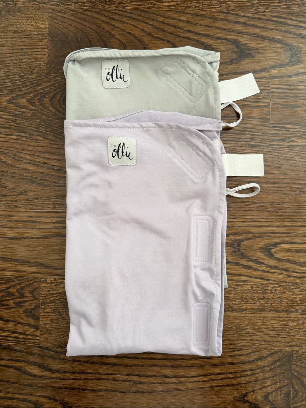 TWO Ollie Swaddles in Gray and Pue
